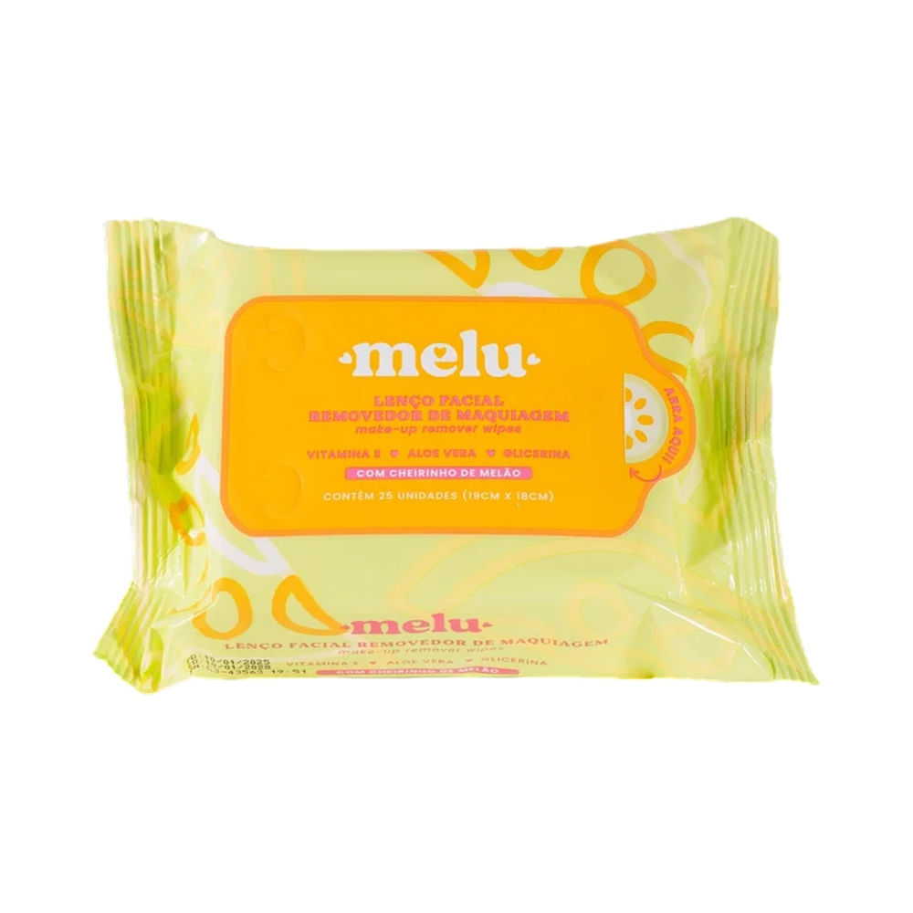 Pacote amarelo de Lenço Facial Melu Removedor de Maquiagem em destaque